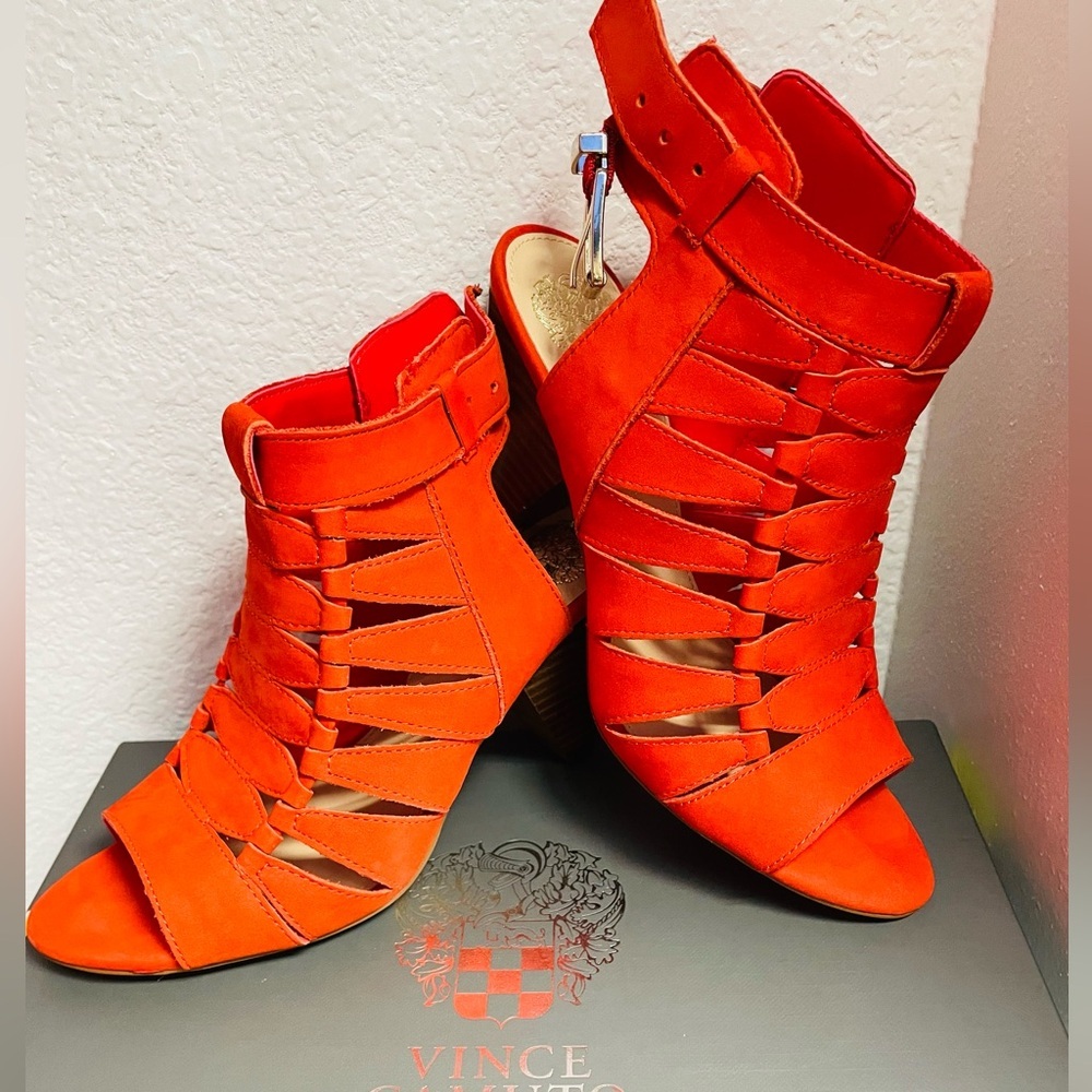 Vince Camuto Vibrant Red Strappy Heels - Picture 4 of 5